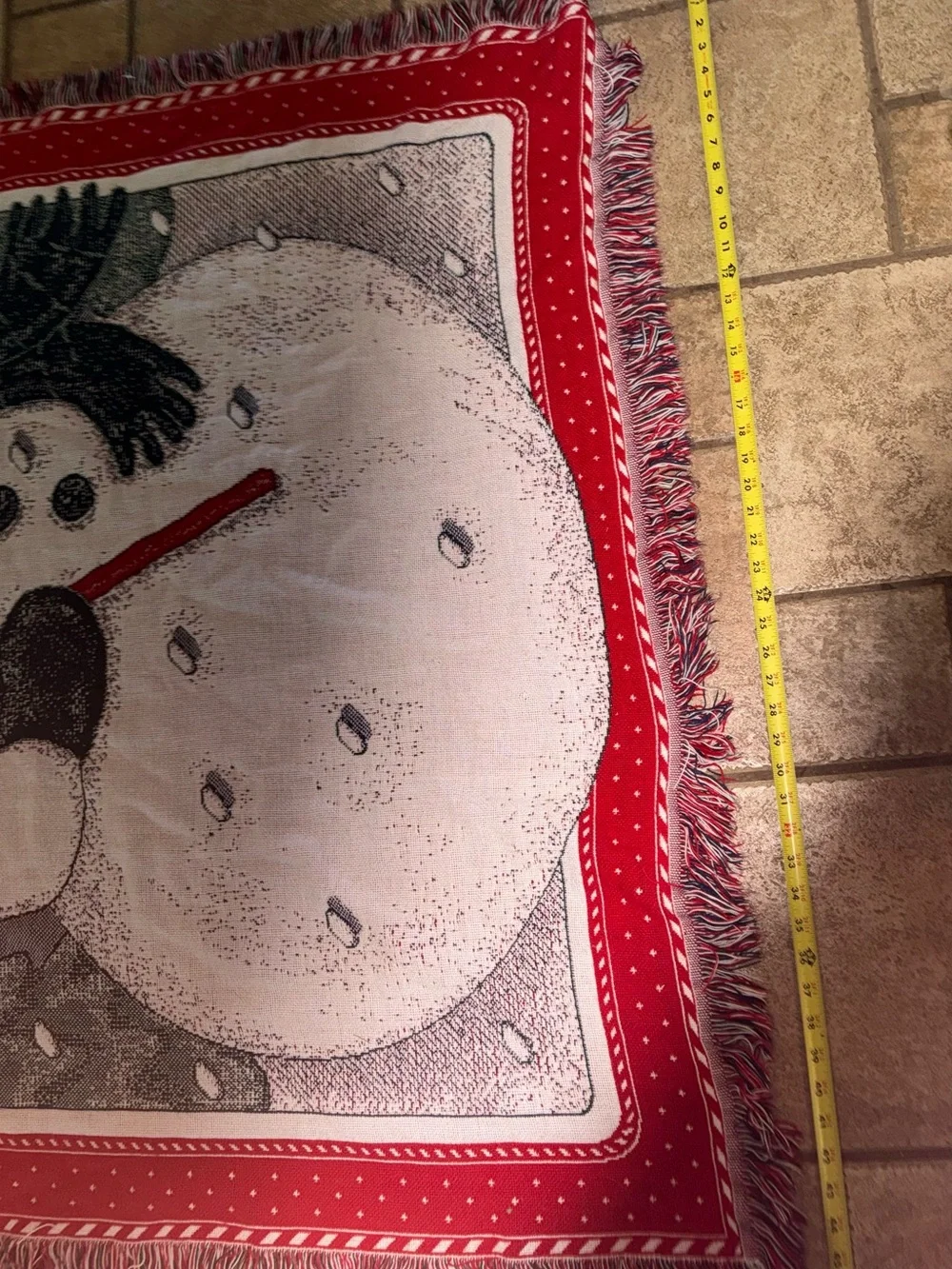 Vtg American Greetings Snowman Tapestry Throw Blanket 50